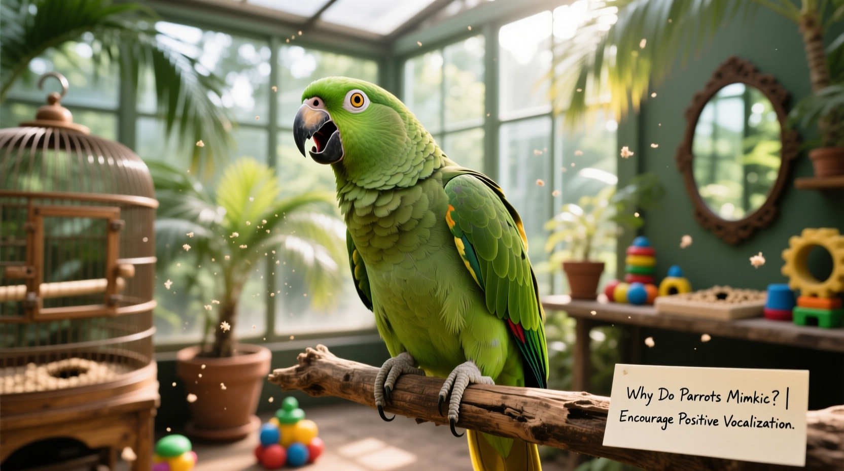 why does my parrot mimic sounds and how to encourage positive vocalization