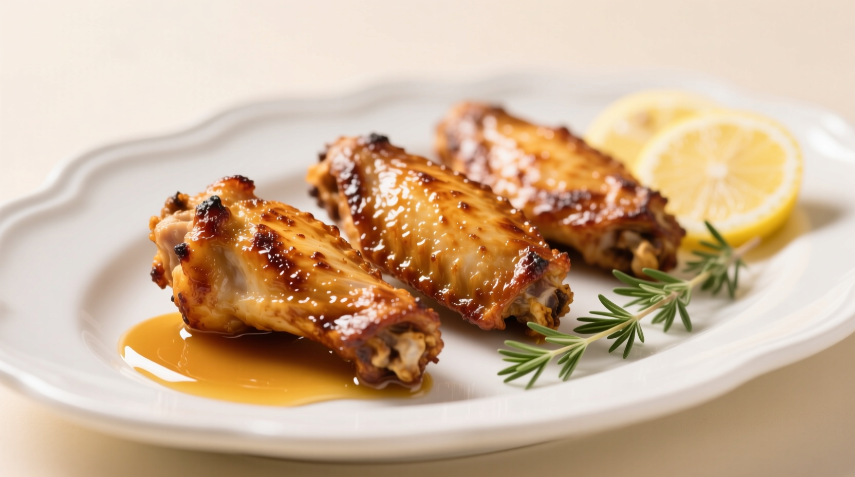 Crispy baked turkey wings on a white plate
