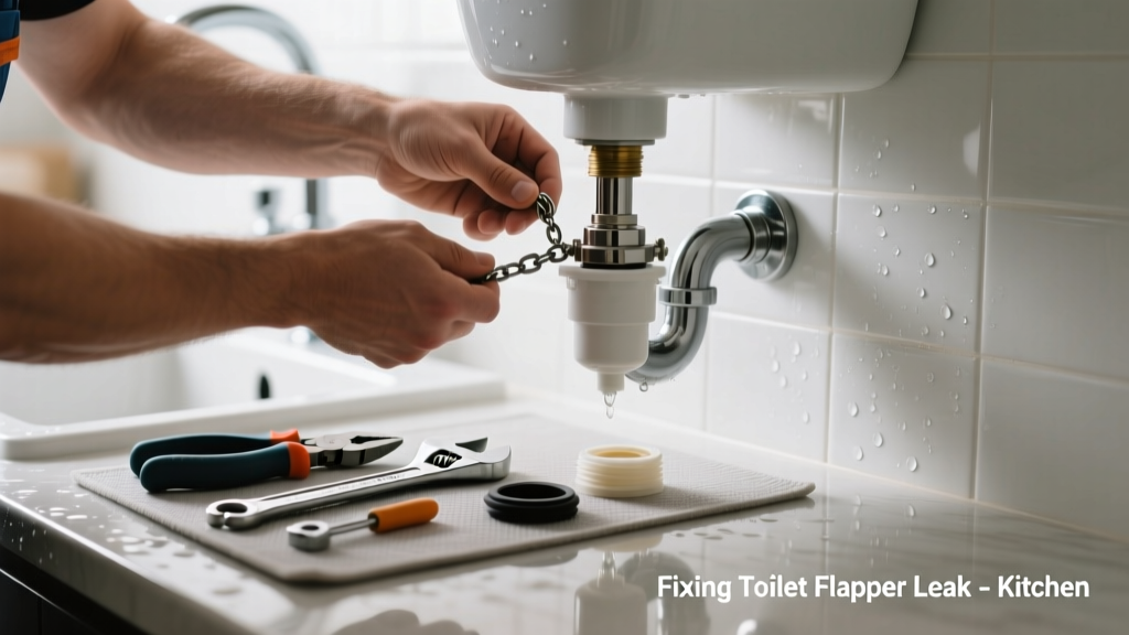 Fixing a Toilet Flapper Leak in the Kitchen