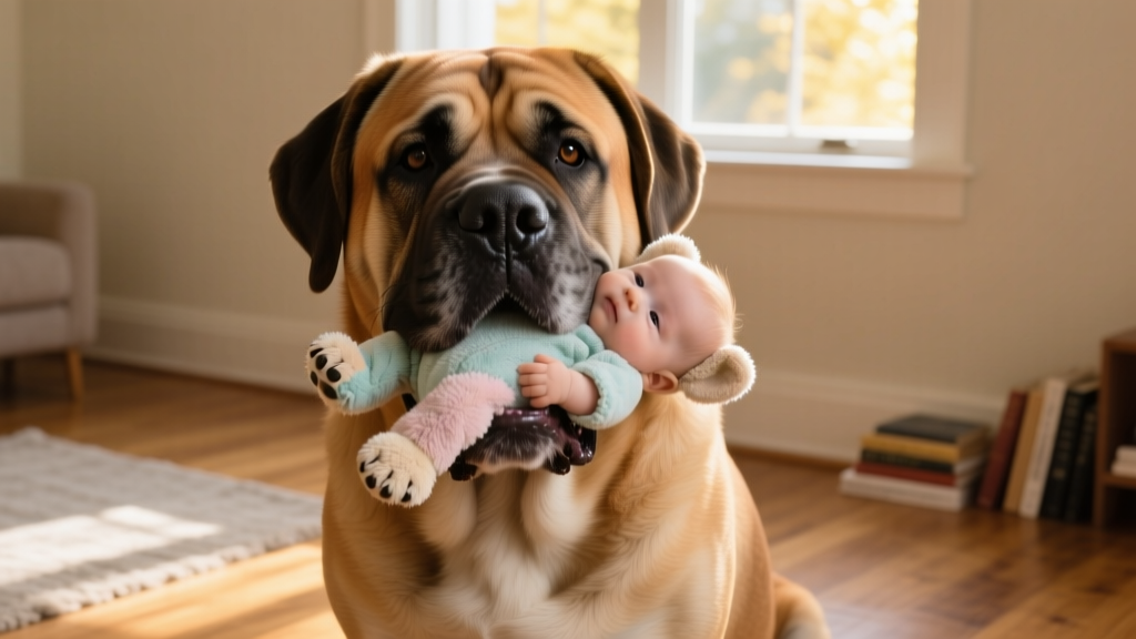 Huge English Mastiff Carries His Tiny Blankie Around Just Like a Toddler