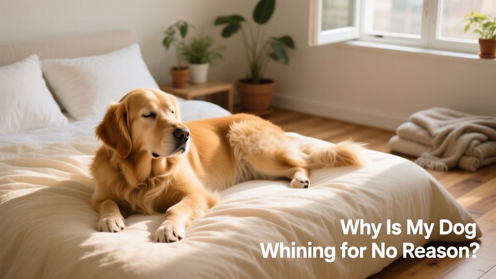 A calm, relaxed dog lying on a cozy bed, looking content and quiet