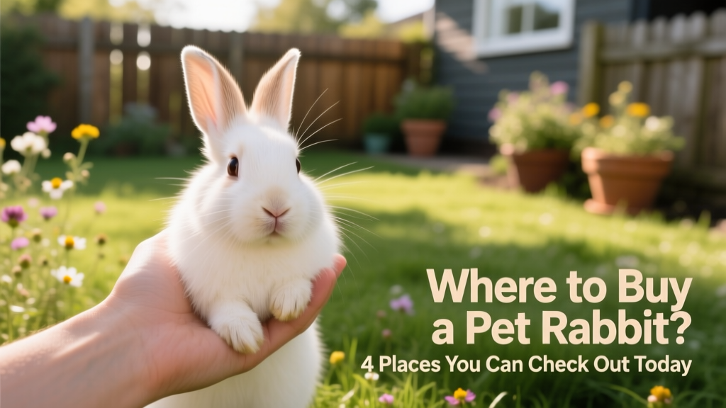 A gentle hand holding a calm, fluffy rabbit with soft lighting and a natural background