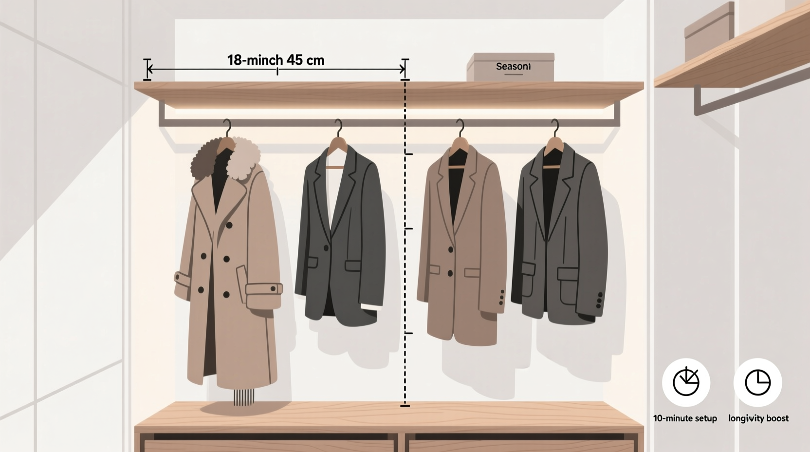 closet shelf depth vs garment length