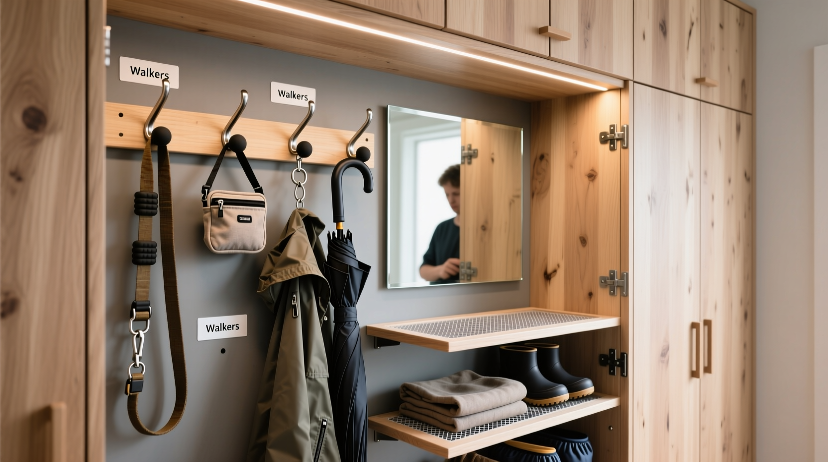 closet organization for dog walkers