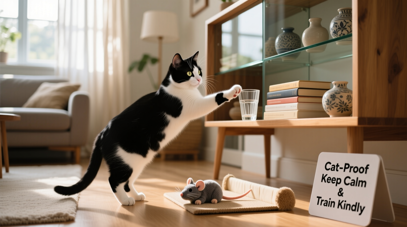 how to keep your cat from knocking things off shelves without constant yelling