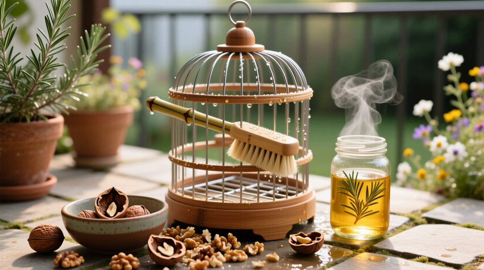 eco friendly bird cage perch cleaning