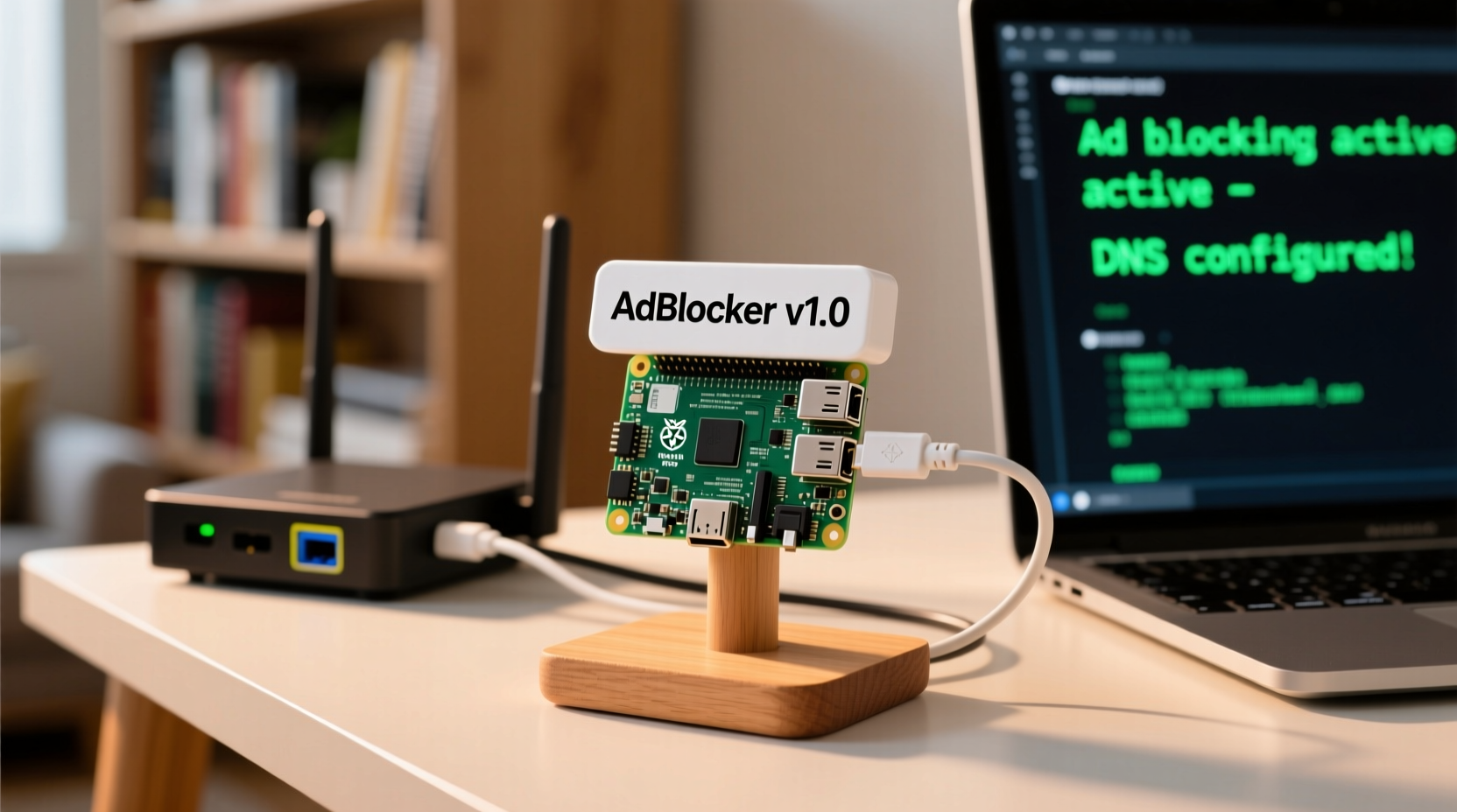 turn a raspberry pi into an ad blocker with a single co
