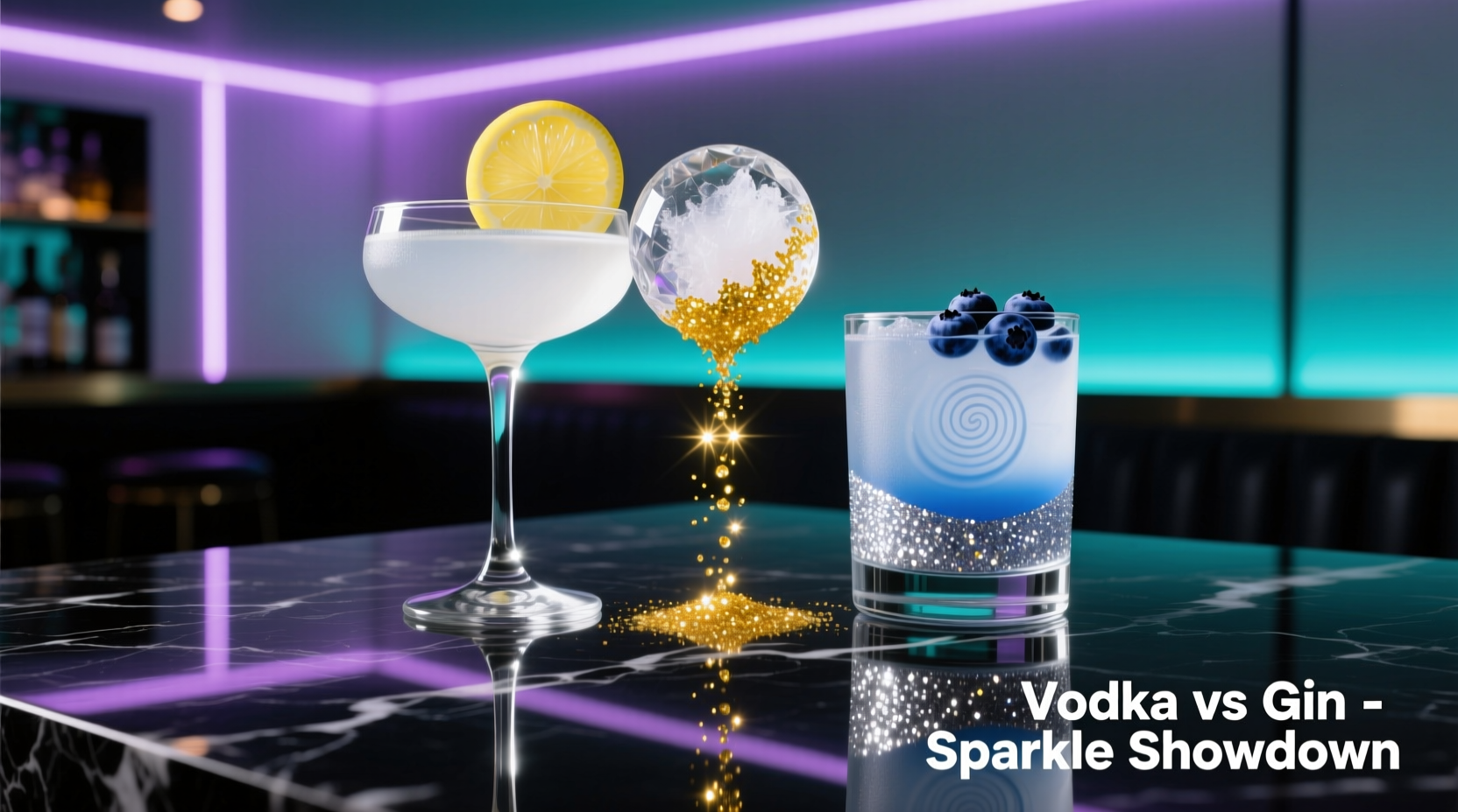 vodka vs gin in clear cocktails which shows off edible glitter better