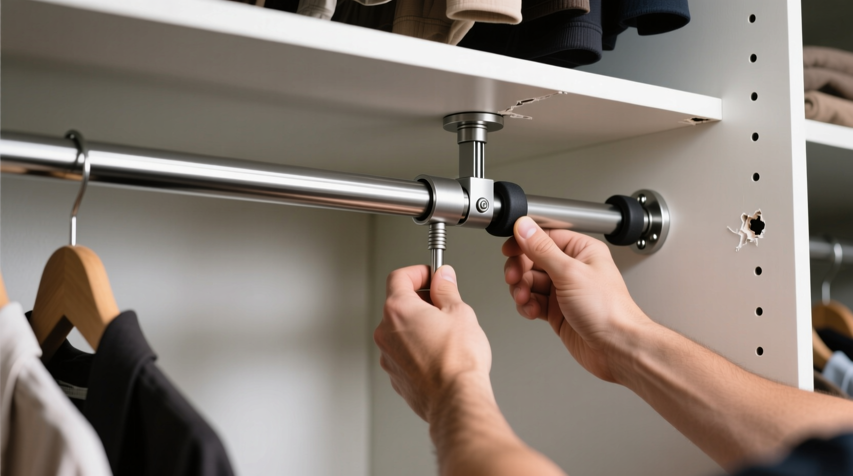 closet rod sagging fix without drilling