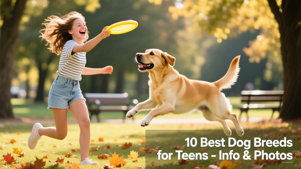 A joyful teen playing fetch with a Labrador Retriever in a sunlit park