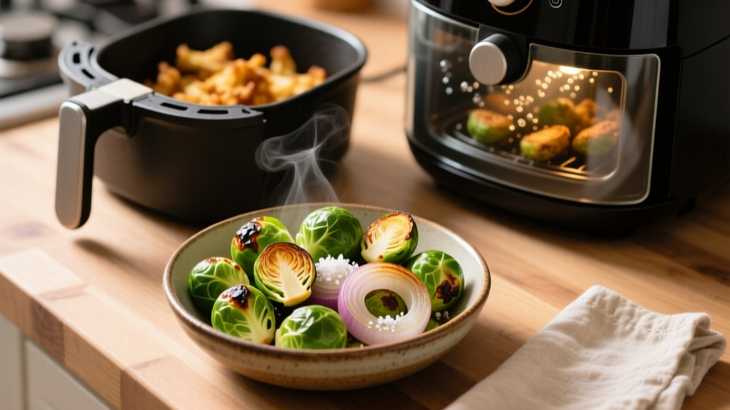 Crispy Air Fryer Brussels Sprouts & Onions