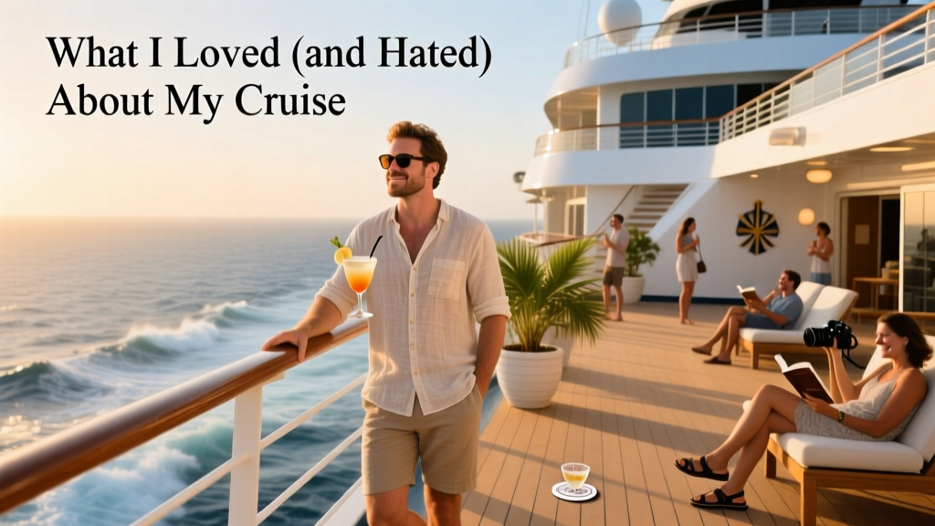 Route for Less writer holding drinks and enjoying cruise life