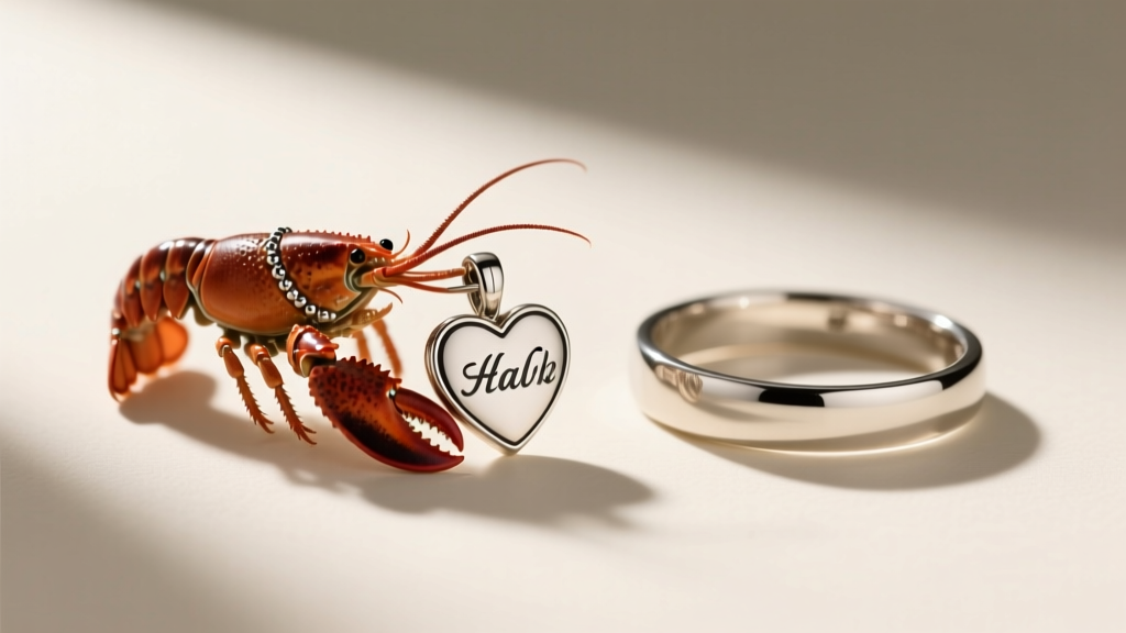 Side profile comparing a genuine lobster clasp with an engraved heart charm against a smooth, unmarked counterfeit jewelry clasp.