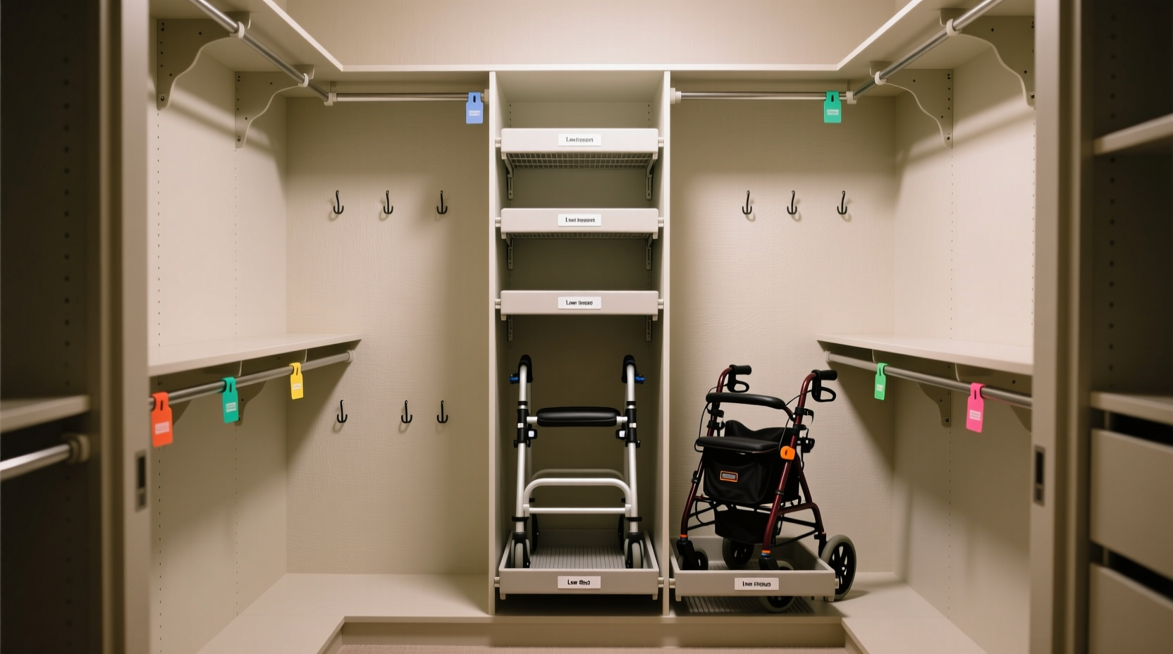 closet organization for wheelchair walker users