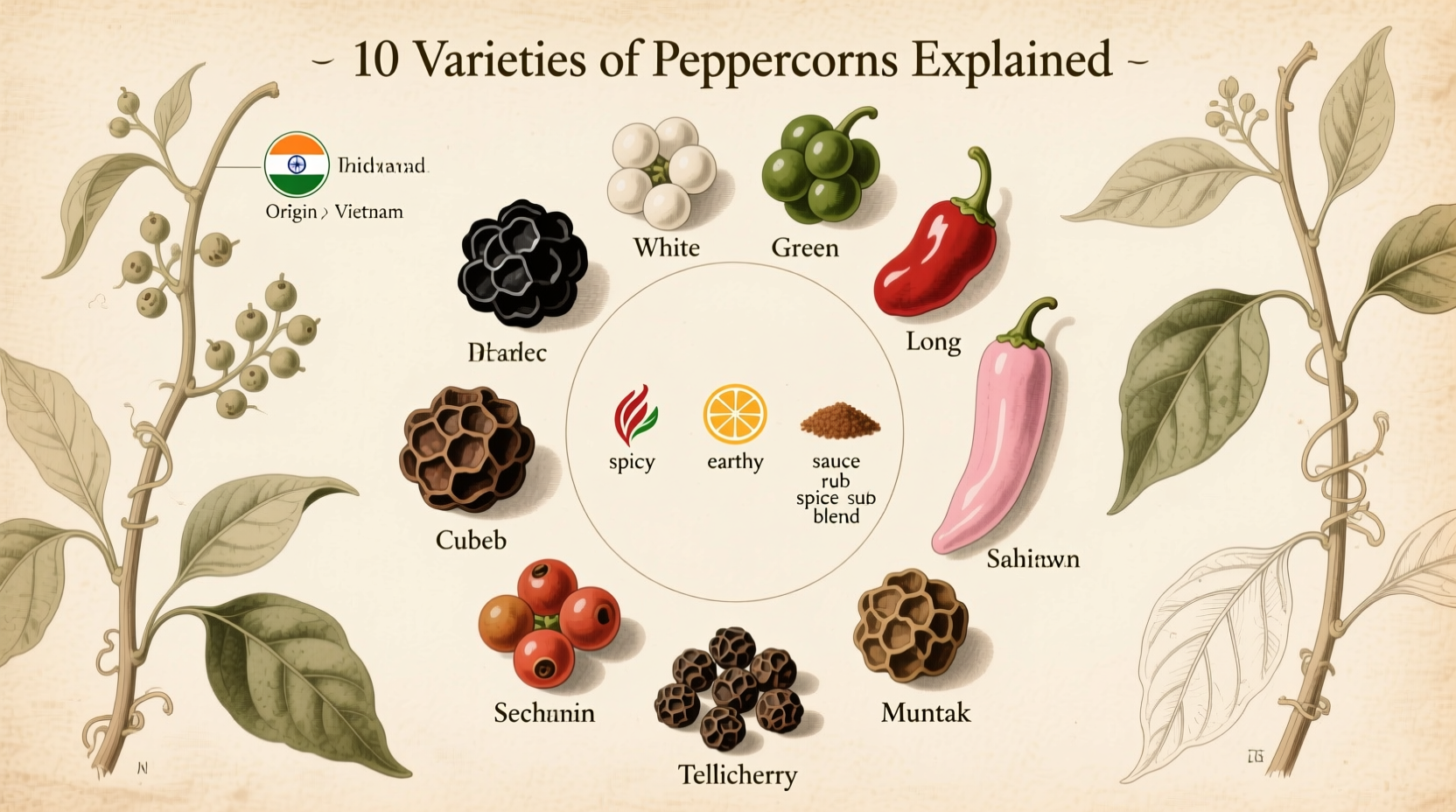 10 different varieties of peppercorns explained