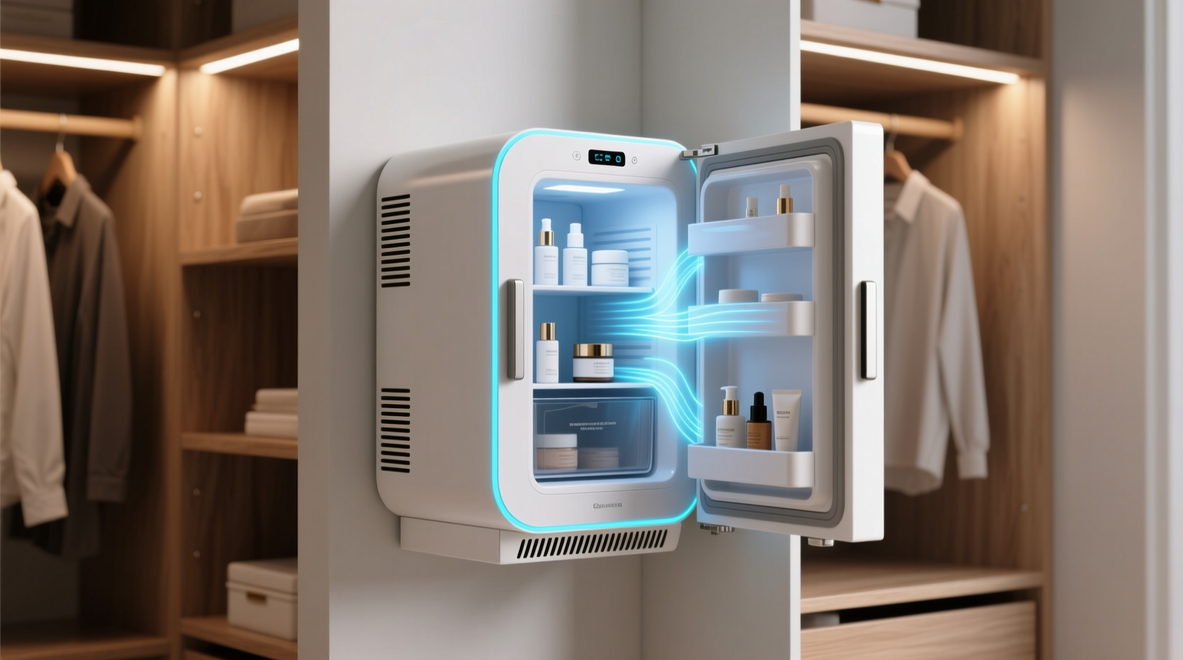 beauty fridge organization in closet nooks