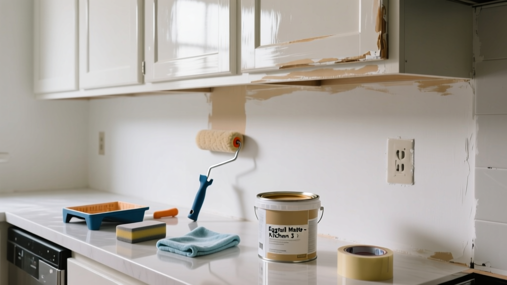 Fix Paint Sheen Mismatch in Kitchen Walls & Cabinets