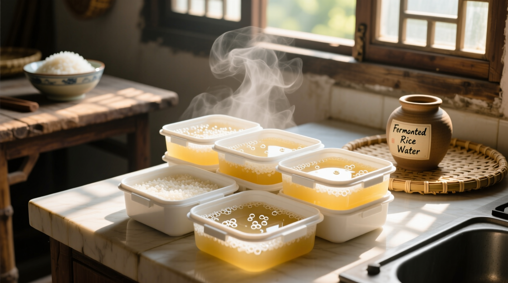 eco friendly cleaning rice water sun disinfection