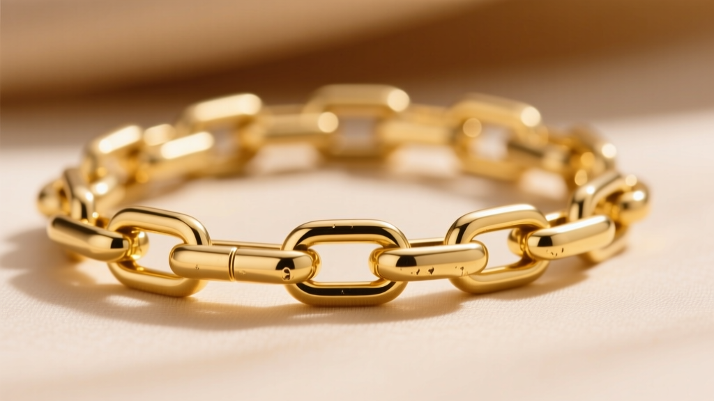 Macro close-up of 14k yellow gold satellite bar chain showing alternating cylindrical bar links and small circular connectors