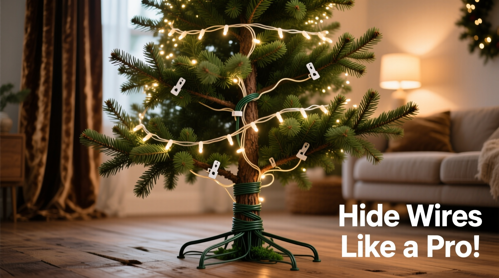 how to hide wires when decorating a christmas tree with smart lights