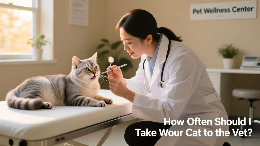 A senior cat resting comfortably while a veterinarian gently examines their teeth and gums