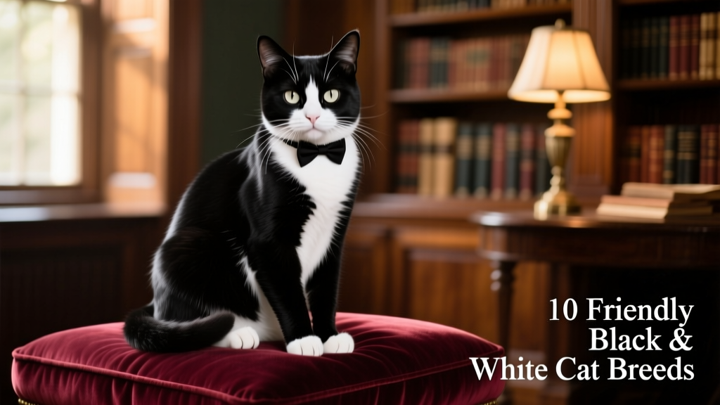A poised black-and-white tuxedo cat sitting elegantly on a velvet cushion