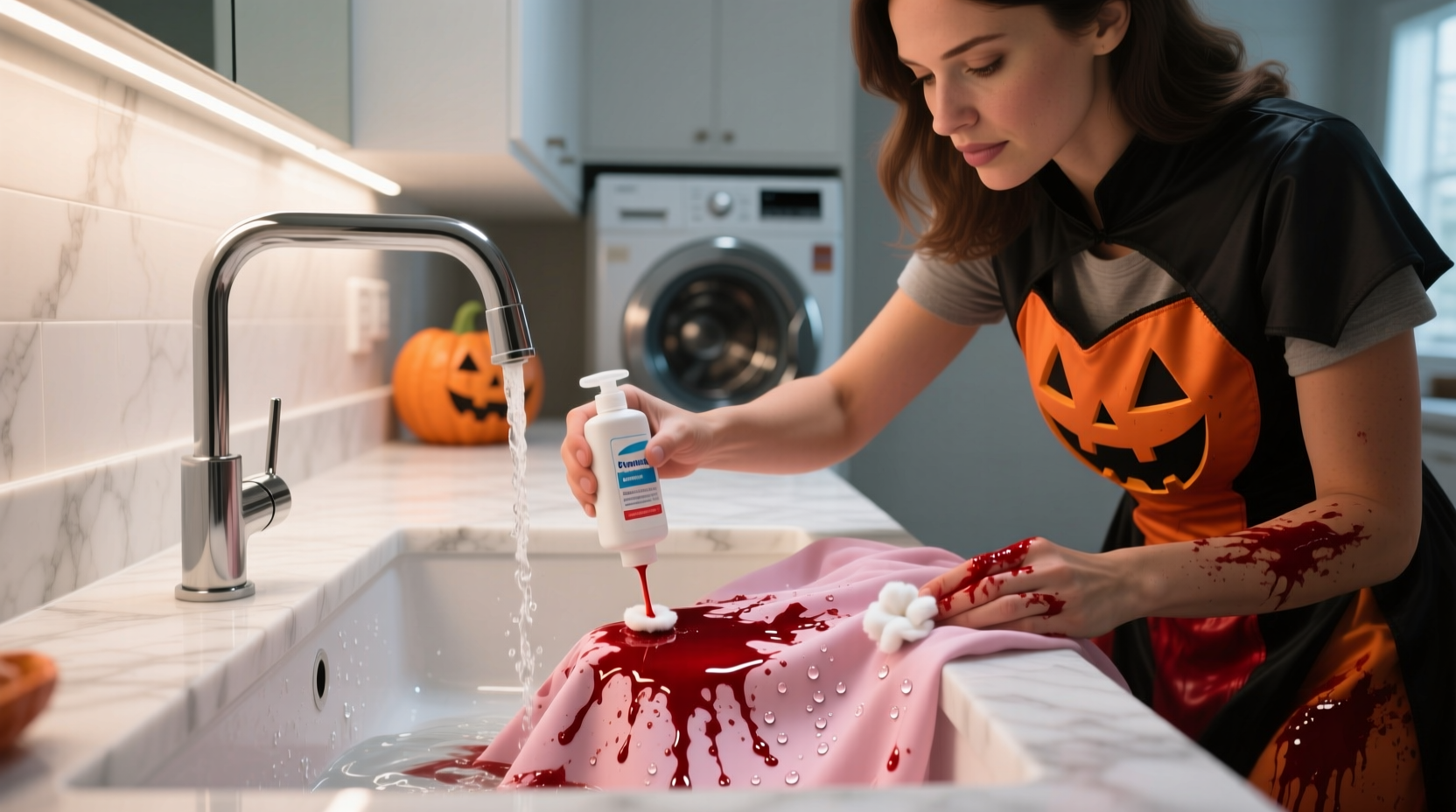 how to remove fake blood stains before they set