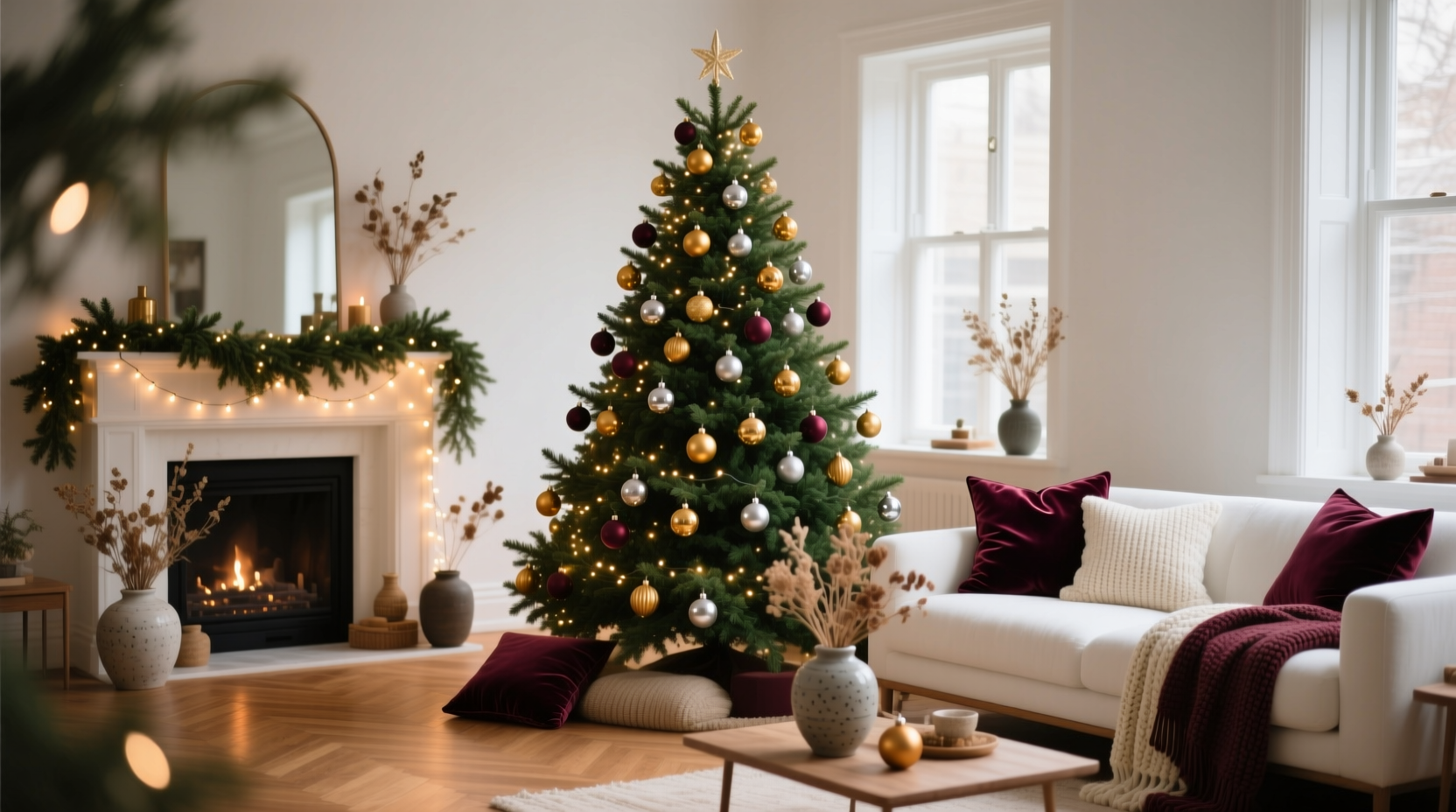 how to create a cohesive color palette for christmas tree and room decor