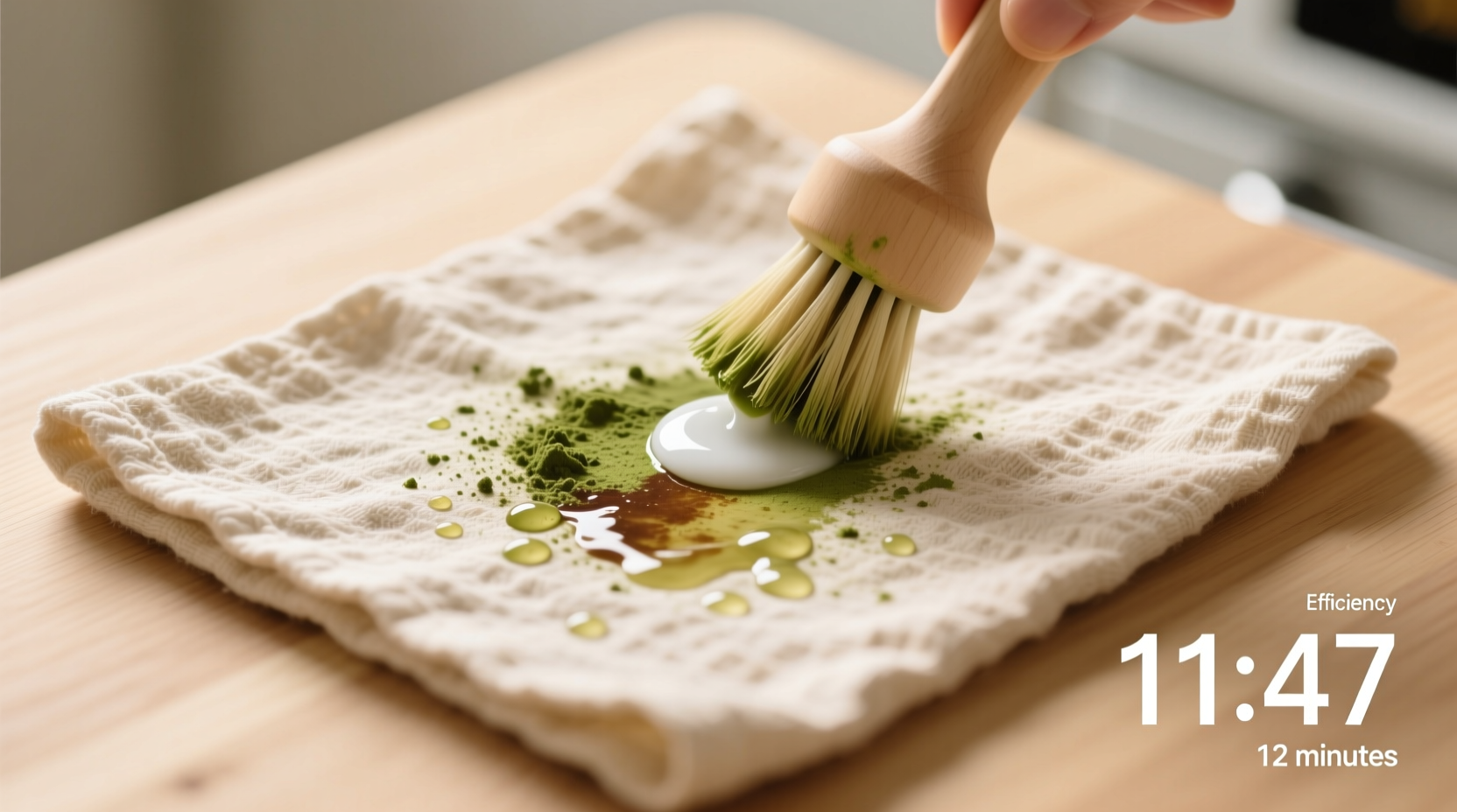 how to remove dried matcha stain from organic cotton tea towel