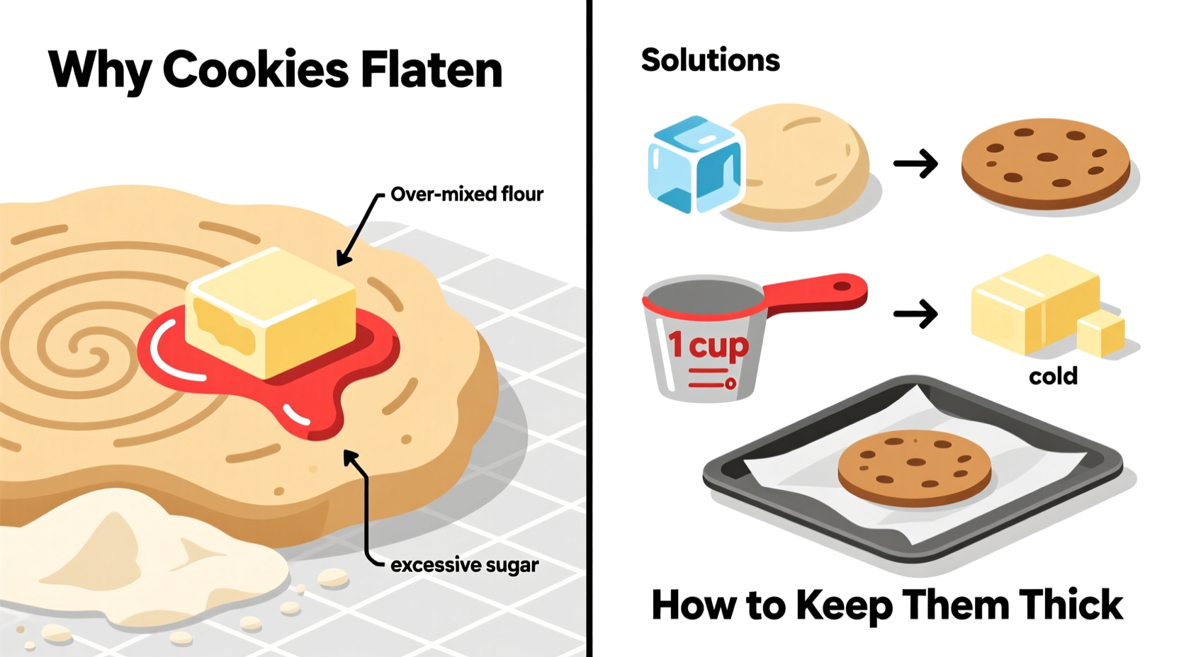 why do my cookies always flatten and how to keep them thick