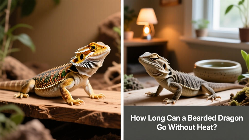 Side-by-side comparison: healthy bearded dragon with bright eyes and alert posture vs. one showing signs of chill stress—dull eyes, flattened body, closed eyes