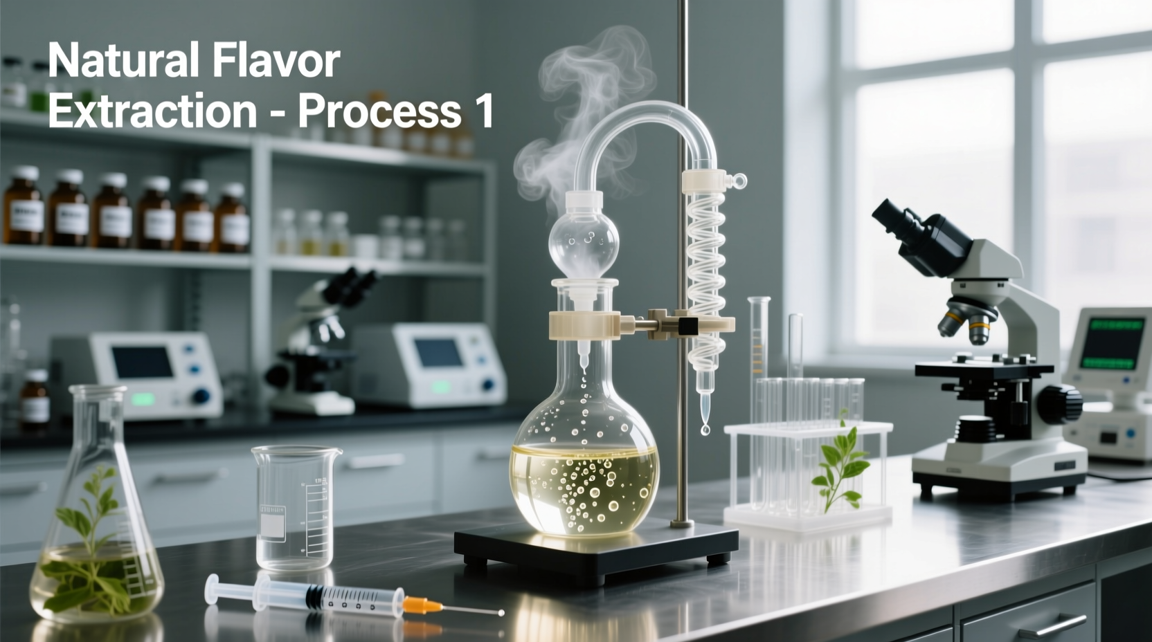 Natural flavor extraction process in laboratory setting