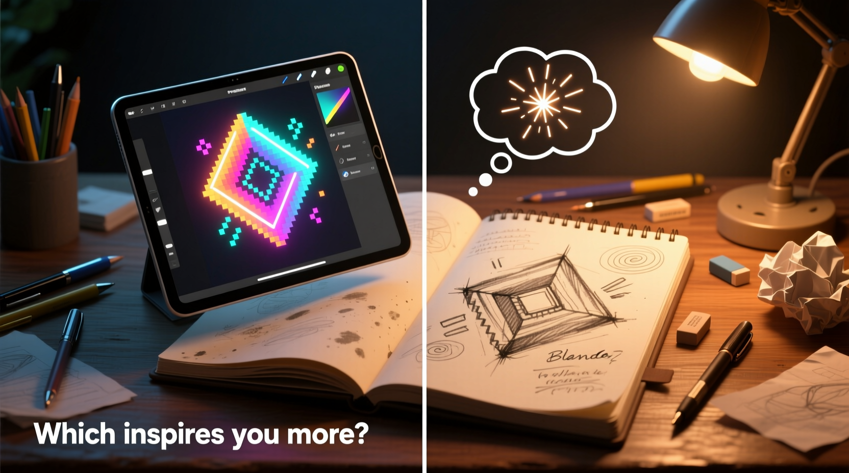 digital art vs traditional sketchbook which inspires creativity more