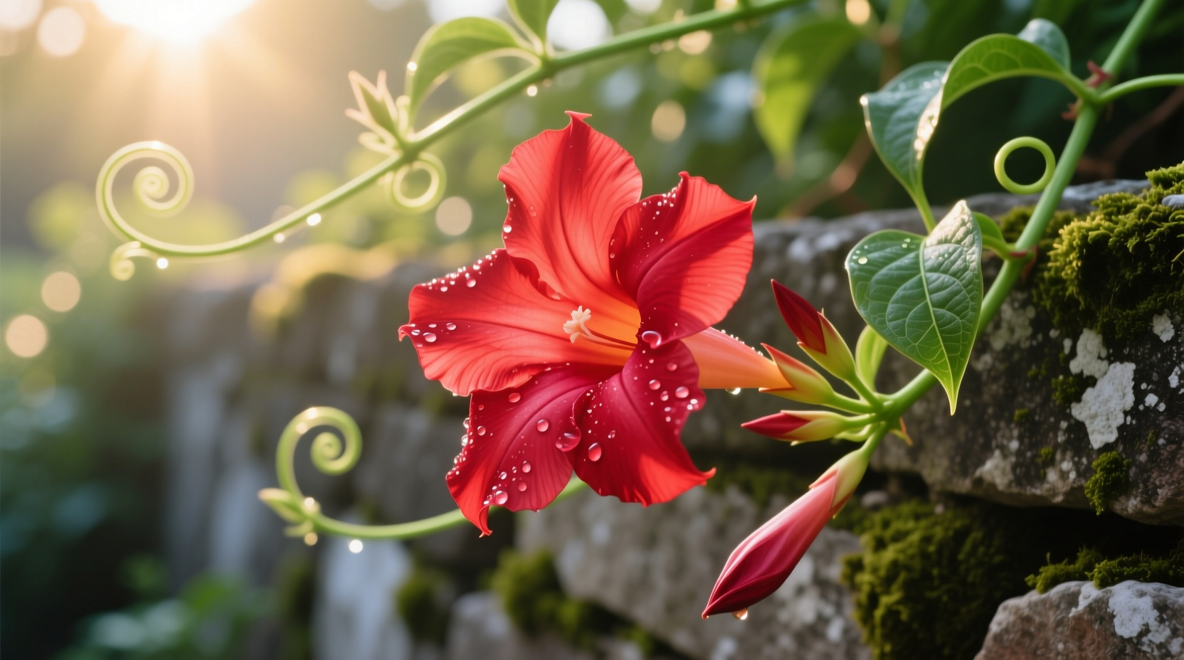 red mandevilla flower