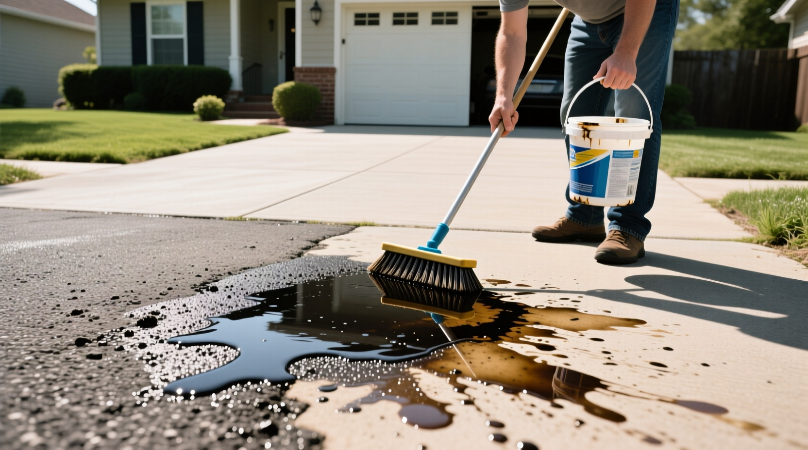 how to remove oil stains from an asphalt driveway