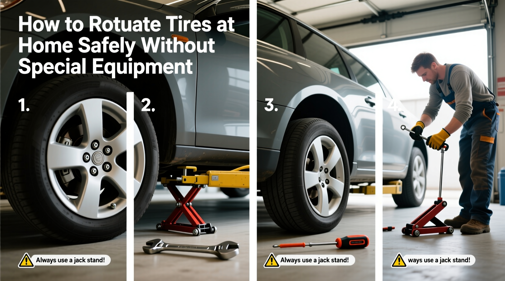 how to rotate your tires at home safely without special equipment