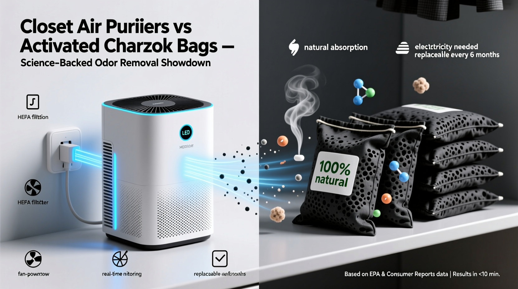 closet odor removal charcoal vs air purifiers