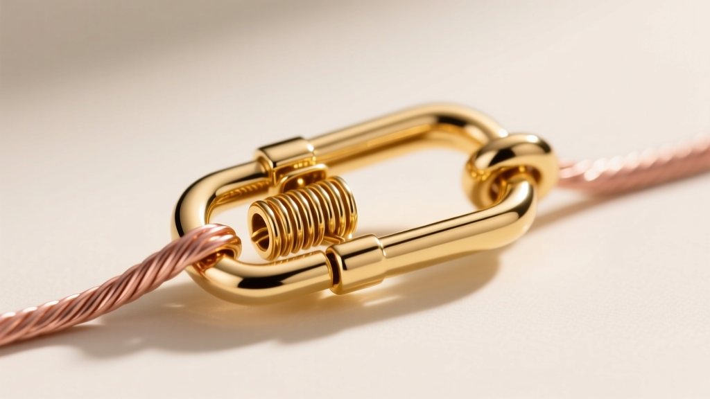 Macro view of a 14k solid gold lobster clasp on a 1.2mm cable chain, showing the secure spring mechanism and high polish finish