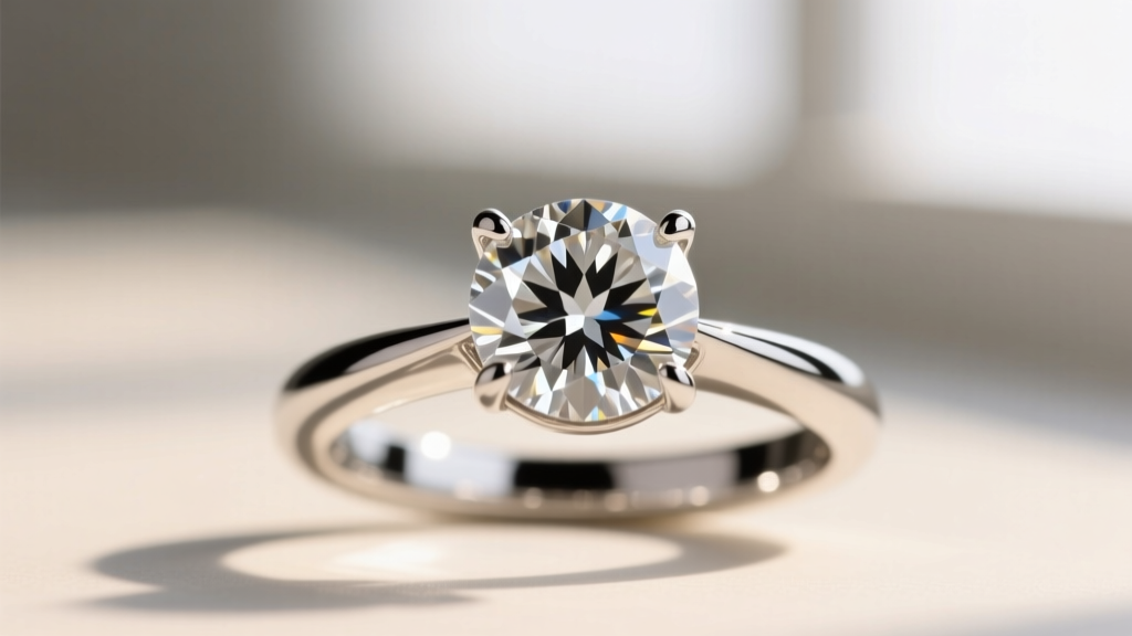 Extreme close-up of a PT950 platinum prong setting securing a faceted diamond, highlighting the metal's natural white luster.