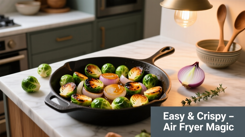 Crispy Air Fryer Brussels Sprouts & Onions