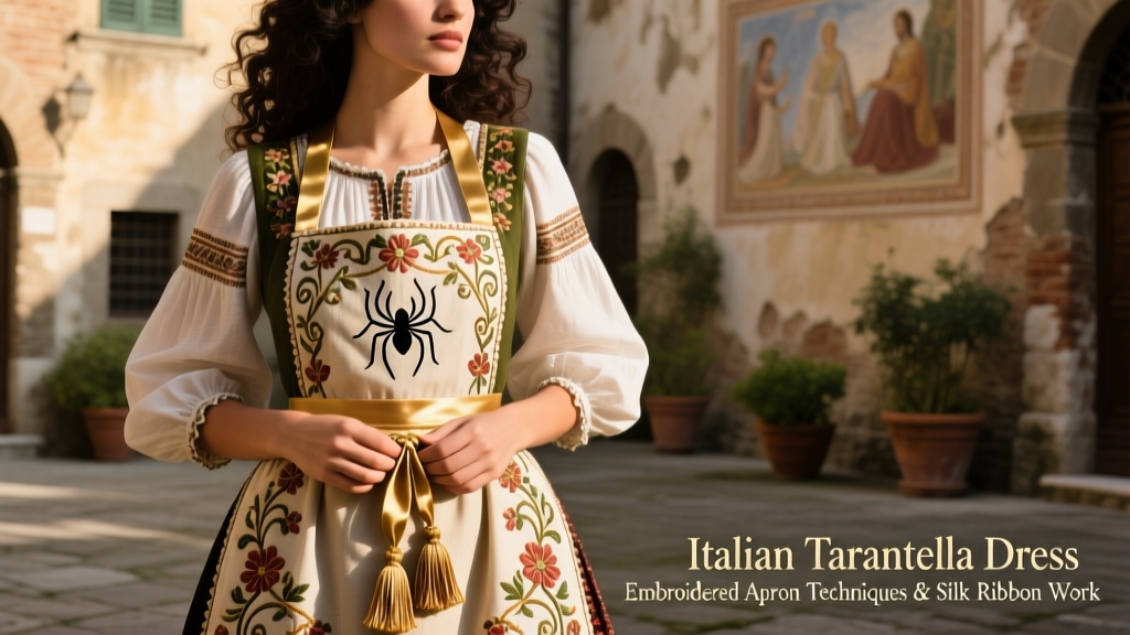 Italian Tarantella Dress Embroidered Apron Techniques And Silk Ribbon Work