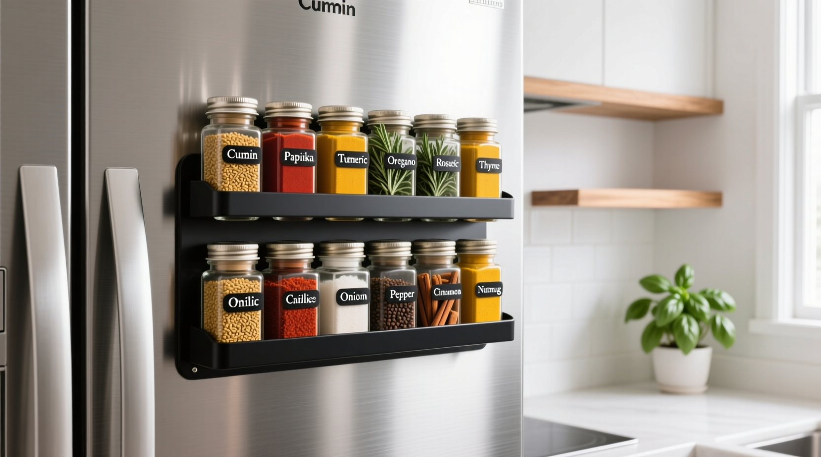 magnetic spice rack for refrigerator