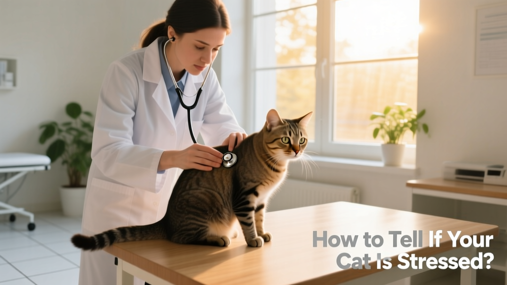 Veterinarian gently examining a cat during a wellness checkup