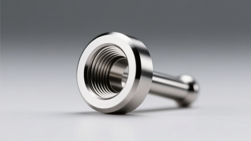 Close-up of ASTM F136 implant-grade titanium threaded labret stud with flat back, showcasing the clean internal threading mechanism