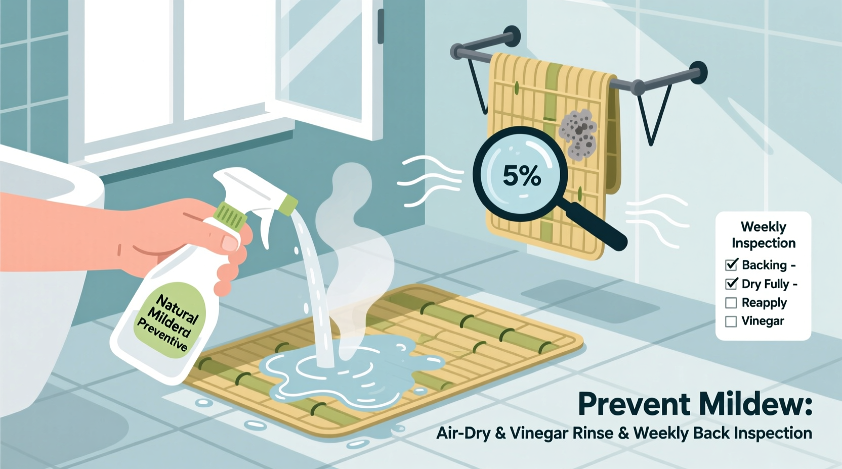 how to clean a bamboo fiber bath mat safely