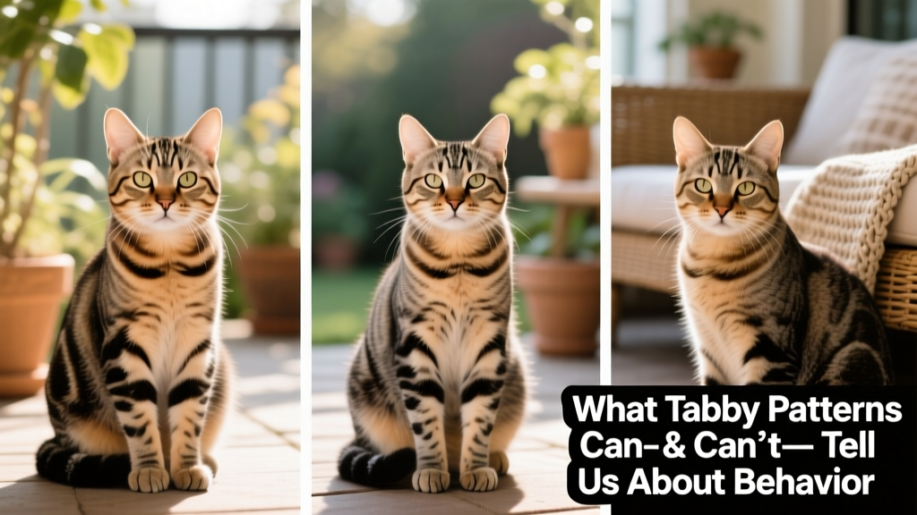 Side-by-side comparison of classic, mackerel, and ticked tabby coat patterns