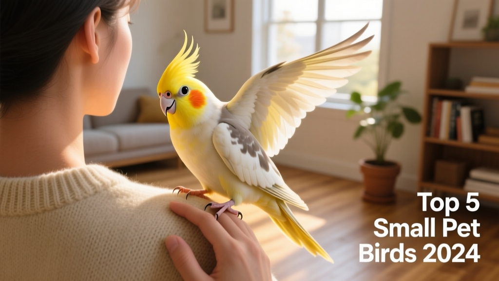 A cheerful cockatiel perched on a human shoulder, gently preening its feathers