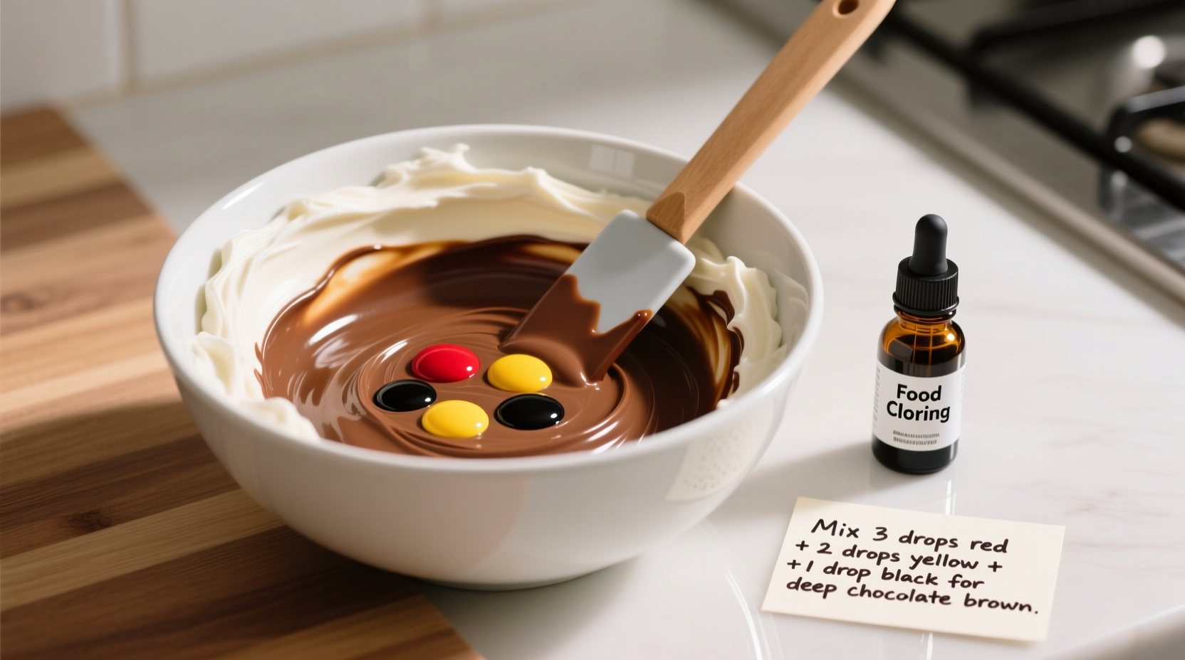 how do you make brown frosting with food coloring