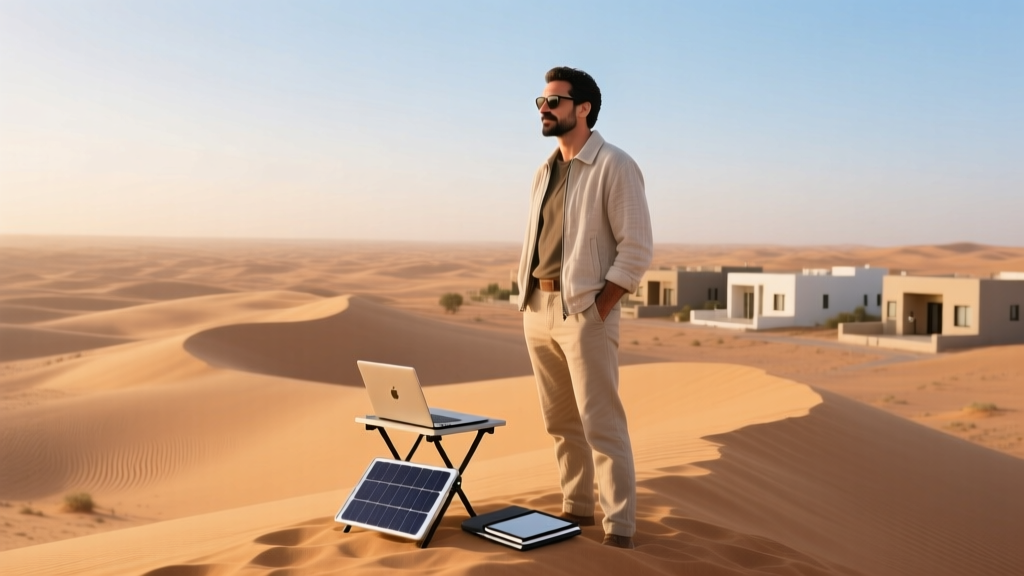 An expat teacher in Saudi Arabia posing on sand dune