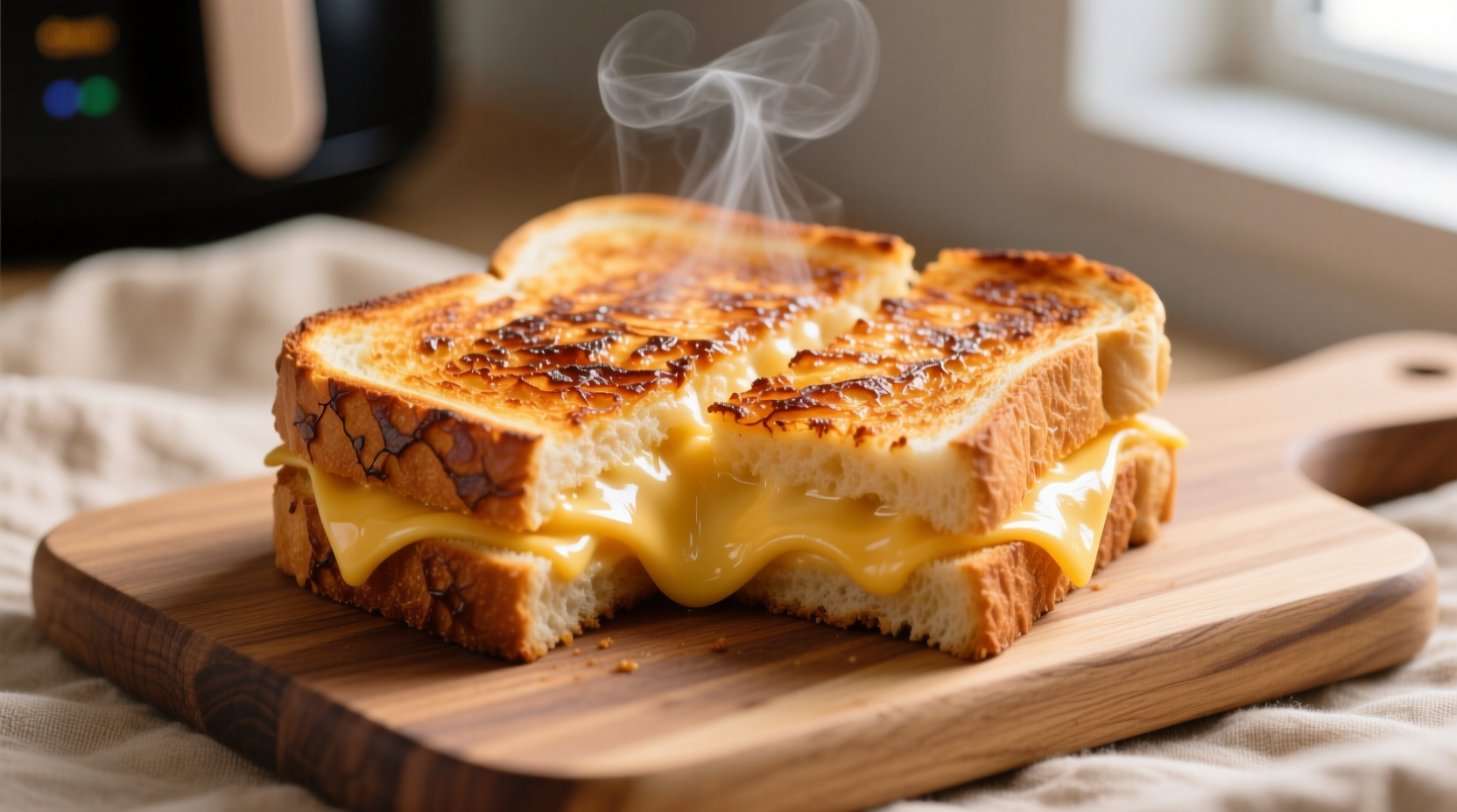 Perfectly golden grilled cheese sandwich from air fryer